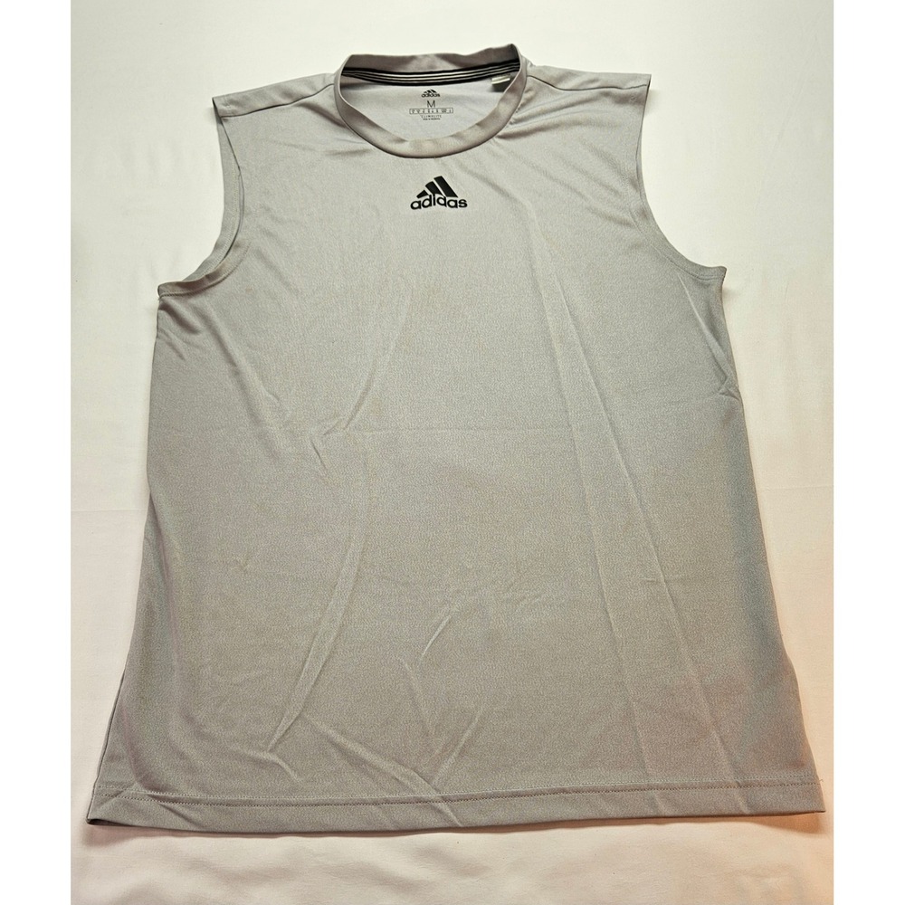 Adidas Mens Climalite Sleeveless Training Shirt Gray Crew Neck Gym Tank Top M